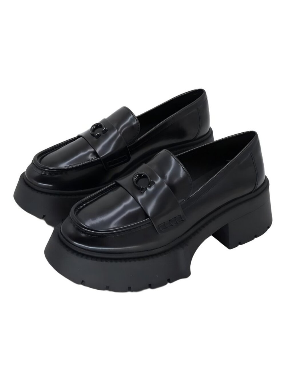 Coach Leah Platform Lug-Sole Loafers Black US 7.5M EU 38 - Picture 2 of 6